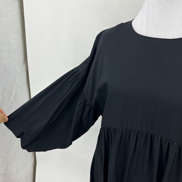 Zara Voluminous Dress Womens S Small Black Puff Mid Sleeves Loose Fit Stretch - Picture 3 of 13